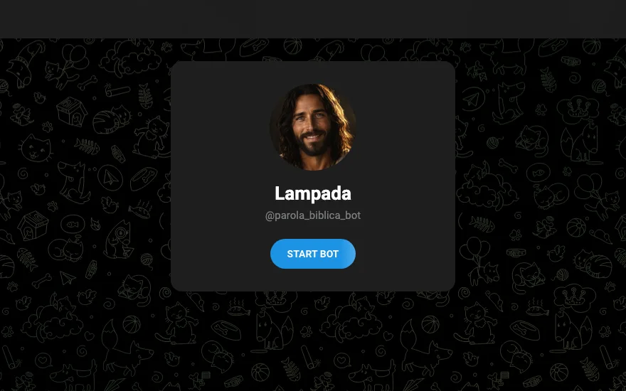 Profilo Telegram del bot Lampada (@parola_biblica_bot) con il pulsante Start bot