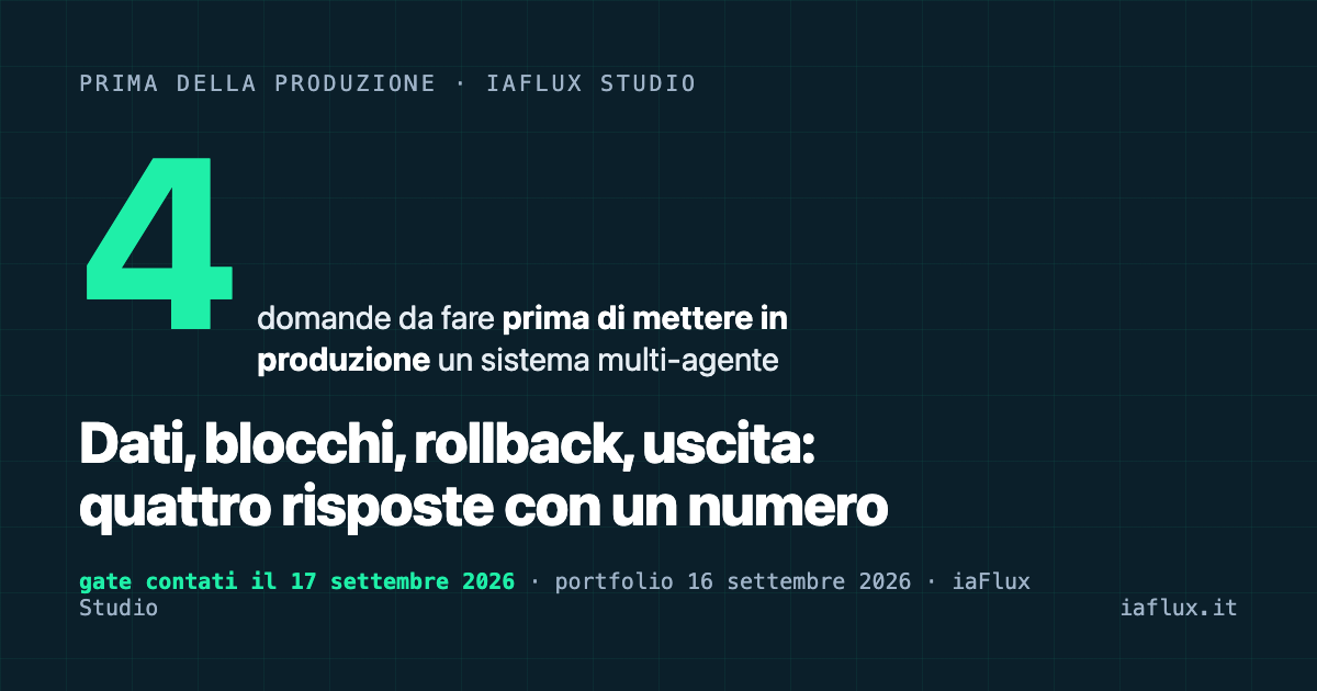Multi-agente in produzione: dati, blocchi, rollback, uscita